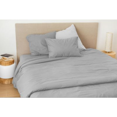 Drap housse en coton Lavé (140x190 cm - Gris)
