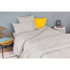 Drap housse en coton Lavé (80x200 cm - Gris Galet)