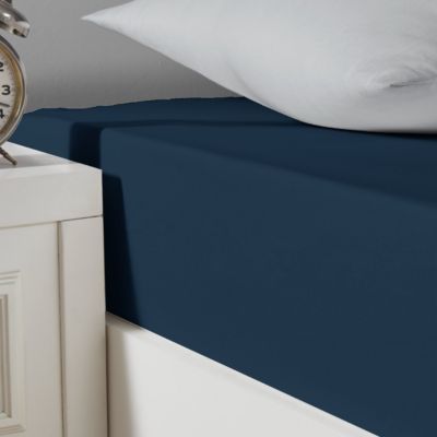 Drap housse en coton lavé biologique bonnet 30 cm Denim 90x190 cm ORGANIKA