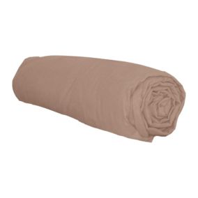 Drap housse en flanelle (140x190 cm - Marron Clair)