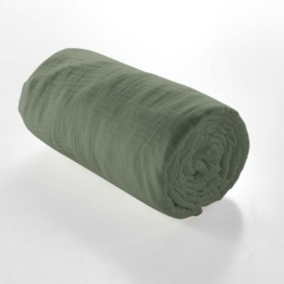 Drap Housse en gaze de coton (140x190 cm - Kaki)
