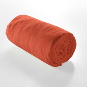 Drap housse en gaze de coton (140x190 cm - Terracotta)