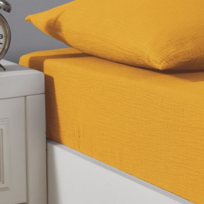 Drap housse en gaze de coton bonnet 30 cm Caramel 160x200 cm LOFT