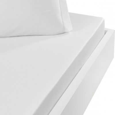 Drap housse en percale de coton bonnet 30 cm Blanc 120x190 cm SOFT PERCALE