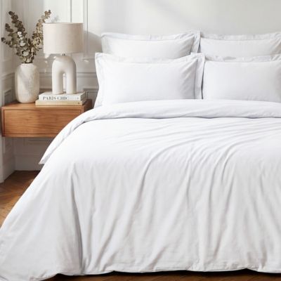 Drap housse en percale de coton bonnet 30 cm Blanc 120x190 cm SOFT PERCALE