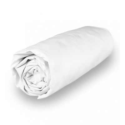 Drap housse en polycoton 90x190 cm PERCALE blanc, par Soleil d'ocre