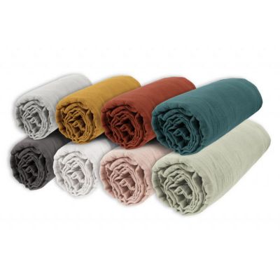 Drap housse "Gaïa" toutes dimensions "Gaze de Coton" - 140x190 - Gaïa Vert d'Eau