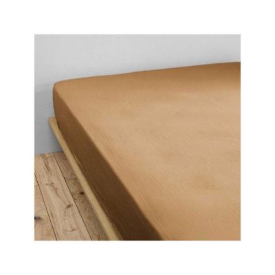 Drap housse "Gaïa" toutes dimensions "Gaze de Coton" - Gaïa Camel - 90 x 190 cm bonnet de 30 cm - Gaia Camel -