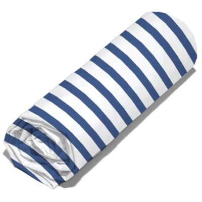 Drap housse imprimé 90x190 cm coton biologique OCTOPUSSE à rayures Bleu et Blanc Bonnet 25 cm