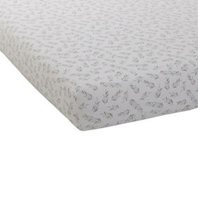 Drap housse imprimé esprit nature (70x140 cm - Blanc)