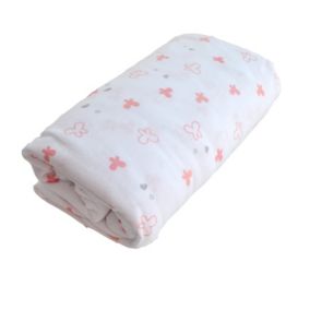 Drap housse imprimé Lapinou (70x140 cm - Rose Clair)