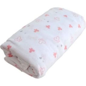 Drap housse imprimé Lapinou - Rose - 60 x 120 cm