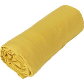 Drap housse jersey uni en 100% coton (90x190 cm - Jaune)