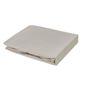 Drap housse élastiqué en 100% coton peigné (140x195 cm - Gris Galet)