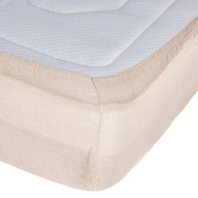 Drap-housse "Linah" - naturel - lin lavé 140x190 cm - Atmosphera