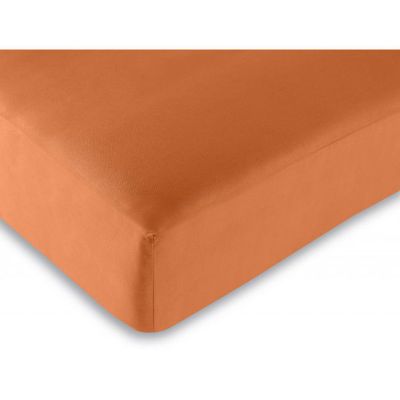 Drap housse Orange 180 x 200 cm / 100% coton / 57 fils/cm² "King size" - Orange -