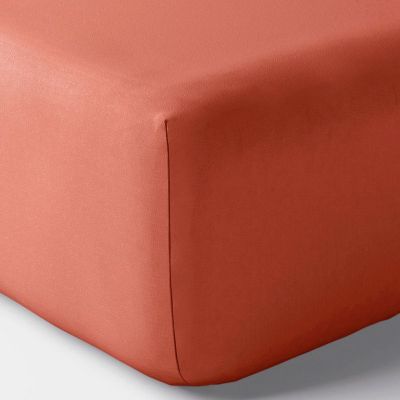 Drap housse percale "Julian" avec bonnet 35 cm toutes dimensions Coton Pur - Julian Terracotta - 90 x 190 cm bonnet de 35 cm - Jul