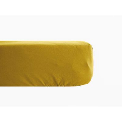 Drap housse percale pur coton peigné longues fibres 80 fils/cm² avec bonnet de 35 cm Vent du sud - 180x200 - Moutarde