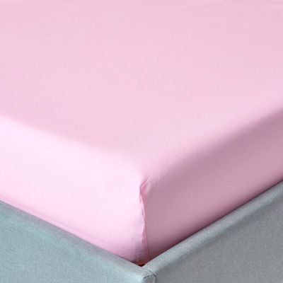 Drap-housse rose 100% coton égyptien 200 fils 140 x 200 cm - HOMESCAPES