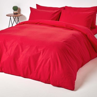 Drap-housse rouge 100% coton égyptien 200 fils 140 x 200 cm - HOMESCAPES