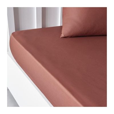 Drap housse TODAY Essential - 140 x 190 cm - 2 personnes - 100% Coton uni - Terracotta