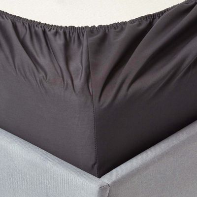 Drap-housse uni 120 x 190 cm 100 % coton égyptien 1000 fils gris foncé - HOMESCAPES