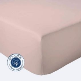 Drap Housse Uni bonnet 30 cm 100% Coton (140x190 cm - Rose Blush)