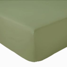 Drap Housse Uni bonnet 30 cm 100% Coton (180x190 cm - Vert)