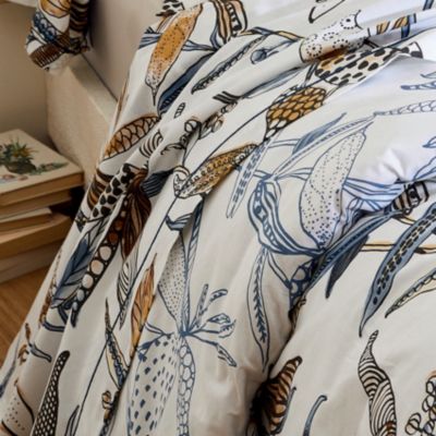 Drap plat aux fleurs exubérantes (180x290 cm - Blanc)