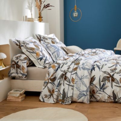 Drap plat aux fleurs exubérantes (180x290 cm - Blanc)