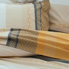 Drap plat en percale de coton au style ethnique chic (180x290 cm - Jaune)