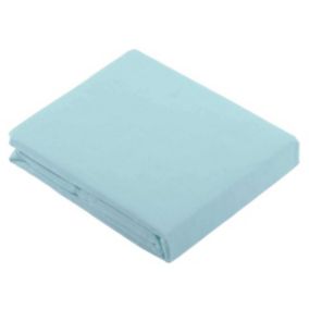 Drap Plat Uni en 100 % Coton (180x290 cm - Bleu ciel)