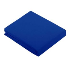 Drap Plat Uni en 100 % Coton (180x290 cm - Bleu Encre)