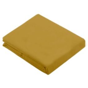 Drap Plat Uni en 100 % Coton (180x290 cm - Jaune moutarde)