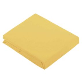 Drap Plat Uni en 100 % Coton (180x290 cm - Jaune)