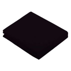 Drap Plat Uni en 100 % Coton (180x290 cm - Noir)