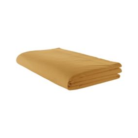 Drap plat uni en percale de coton (180x290 cm - Ambre)