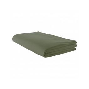 Drap plat uni en percale de coton (180x290 cm - Vert Olive)