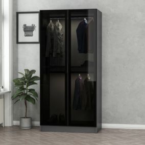 Dressing anthracite avec étagère et penderies - 90 x 210 x 52 cm - RIVOLI