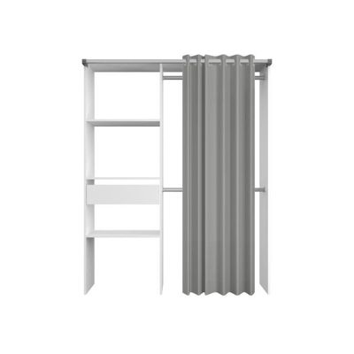 Dressing ARTIC avec rideau - Blanc - 1 colonne + 2 penderies + 1 tiroir - EKIPA