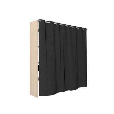 Dressing avec rideau - Decor chene jackson et noir - L 198 x P 48 x H 203 cm - COMO