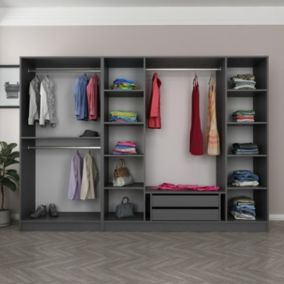 Dressing avec étagères et penderie - 15 espaces de stockage - 270 x 210 x 52 cm - OPERA
