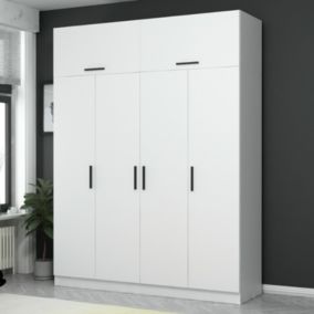 Dressing avec étagères et penderie 15 espaces de stockage blanc - FOCH