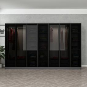 Dressing avec étagères et penderies - 21 espaces de stockage - 315 X 210 X 52 cm - MONTMARTRE
