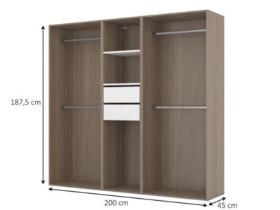 Dressing bicolore 4 penderies et 2 tiroirs GoodHome Atomia H. 187,5 x L. 200 x P. 45 cm