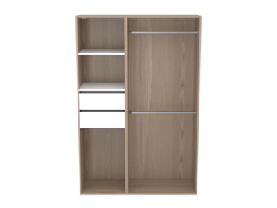 Dressing bicolore double penderie 2 tiroirs GoodHome Atomia H. 187,5 x L. 125 x P. 45 cm