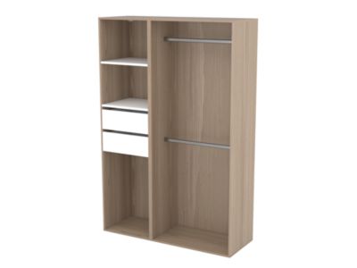 Dressing bicolore double penderie 2 tiroirs GoodHome Atomia H. 187,5 x L. 125 x P. 45 cm