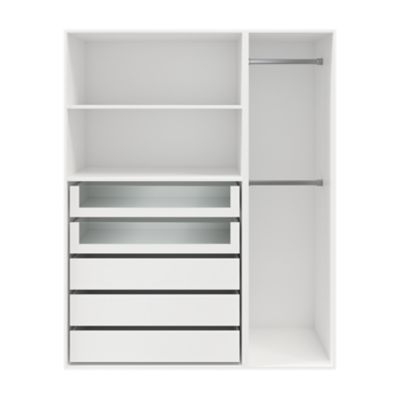 Dressing blanc 2 tablettes 5 tiroirs GoodHome Atomia H. 187,5 x L. 150 x P. 58 cm