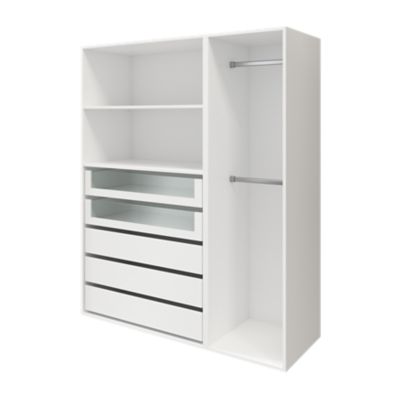 Dressing blanc 2 tablettes 5 tiroirs GoodHome Atomia H. 187,5 x L. 150 x P. 58 cm