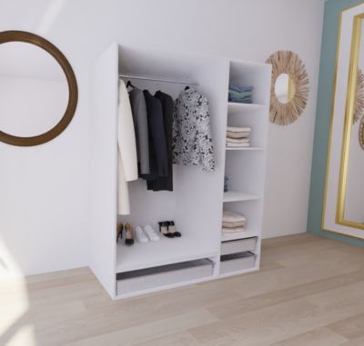 Dressing blanc 3 paniers GoodHome Atomia H. 187,5 x L. 150 x P. 58 cm